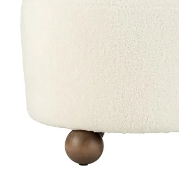 Sagebrook Home Beige Round Ottoman with Ball Feet Rubber Wood