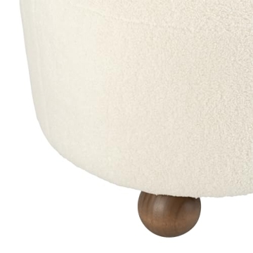 Sagebrook Home Beige Round Ottoman with Ball Feet Rubber Wood