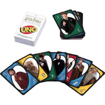 Mattel Games UNO Harry Potter Card Game in Storage Tin for Kids, Adults & Parties, Collectible Deck Based on Popular Series for 2 to 10 Players