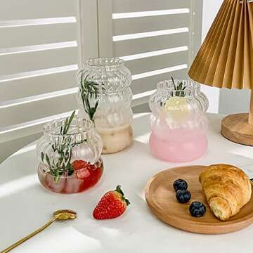 Ochine Ripple Drinking Glasses Set - Elegant Ribbed Glassware for All Occasions