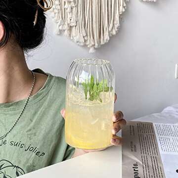 Ochine Ripple Ribbed Drinking Glasses Set for Modern Bar