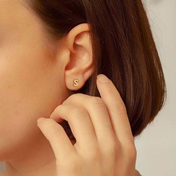Personalized 925 Sterling Silver Initial Stud Earrings for Women