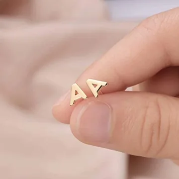Personalized 925 Sterling Silver Initial Stud Earrings for Women