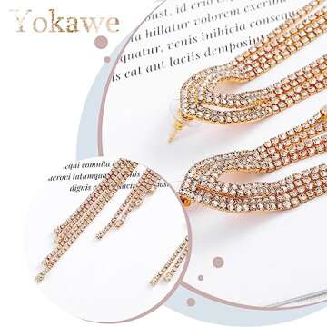 Yokawe Sparkly Rhinestone Tassel Drop Earrings for Women