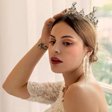 Yokawe Sparkly Rhinestone Tassel Drop Earrings for Women