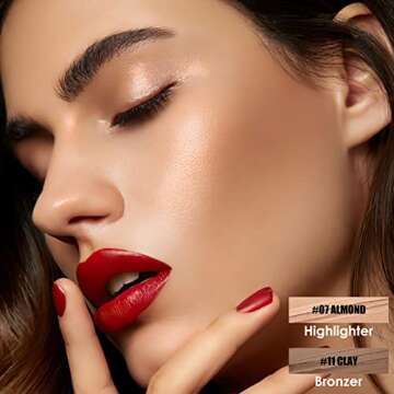 FOCALLURE 2 Pcs Mineral Cream Contour Stick,Moisturize Highlighter and Bronzer Pen,Non Stick Face Br...