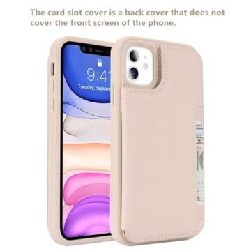 iCoverCase Compatible with iPhone 11 Case with Card Holder, Wallet Phone Case for Women Men RFID Blocking PU Leather Protective Case 6.1 Inch (Beige)