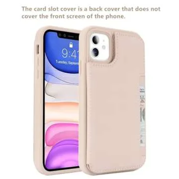 iCoverCase Compatible with iPhone 11 Case with Card Holder, Wallet Phone Case for Women Men RFID Blocking PU Leather Protective Case 6.1 Inch (Beige)