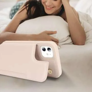 iCoverCase Compatible with iPhone 11 Case with Card Holder, Wallet Phone Case for Women Men RFID Blocking PU Leather Protective Case 6.1 Inch (Beige)