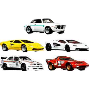 Hot Wheels Premium Car Culture Set of 5 Toy Cars in Collectible Container, Che Figata Die-Cast 1:64 ...