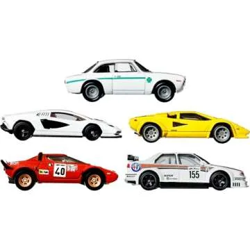 Hot Wheels Premium Car Culture Set of 5 Toy Cars in Collectible Container, Che Figata Die-Cast 1:64 Scale 5-Pack