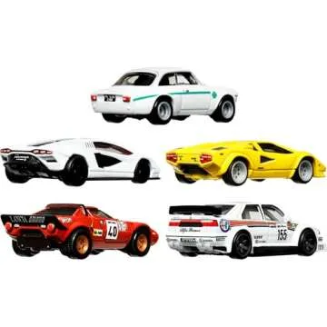 Hot Wheels Premium Car Culture Set of 5 Toy Cars in Collectible Container, Che Figata Die-Cast 1:64 Scale 5-Pack