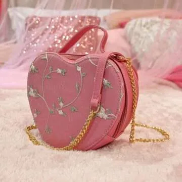 Shop LC Cute Pink Heart Purse for Women, Faux Leather Heart Shaped Crossbody Bags, Zipper Closure Shoulder Aesthetic Bag Birthday Gifts