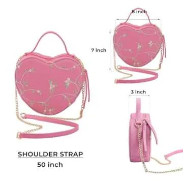 Shop LC Cute Pink Heart Purse for Women, Faux Leather Heart Shaped Crossbody Bags, Zipper Closure Shoulder Aesthetic Bag Birthday Gifts