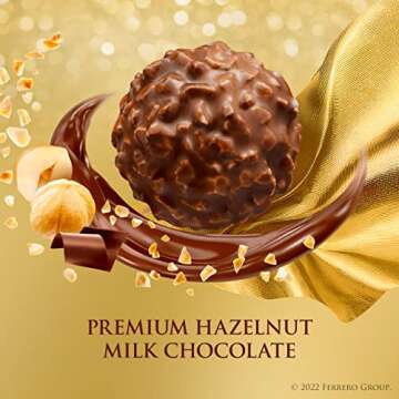 Ferrero Rocher, 12 Count, Premium Gourmet Milk Chocolate Hazelnut Gift Box, 5.3 Oz