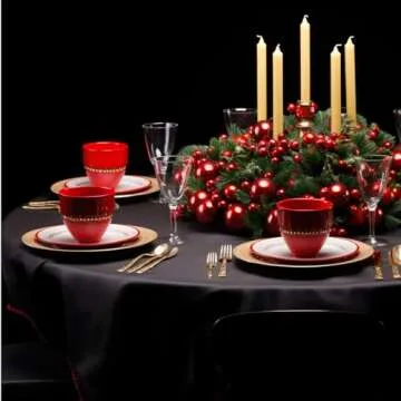 Aocoz Round Tablecloth 2 Pack 120 Inch Black Tablecloths Washable Decorative Linen Polyester Table Clothes Cover for Dining Table Banquets Buffet Parties and Wedding