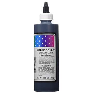 Chefmaster Coal Black Liqua -Gel Food Coloring | Vibrant Color | Professional-Grade Dye for Icing, Frosting, Fondant | Fade-Resistant | 10.5 oz