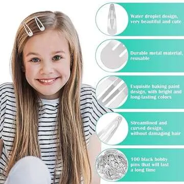 100Pcs Snap Hair Clips, Sublaga 2 Inch Bend Hair Clips, Metal Barrettes, No Slip Cute Solid Candy Color Hair Accessories for Girls, Women, Kids Teens or Toddlers (100pcs Silver)