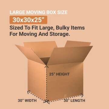 AVIDITI Shipping Boxes Large 30"L x 30"W x 25"H, 5-Pack | Corrugated Cardboard Box for Packing, Movi...