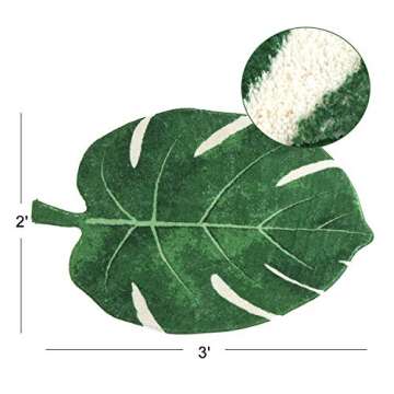 HAOCOO Area Rugs 2'x3' Leaves Velveteen Green Bath Mat - Luxury Microfiber, Non-Slip, Machine Washab...