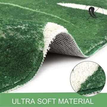 HAOCOO Leaves Velveteen Green Bath Mat Non-Slip 2'x3'