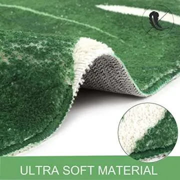 HAOCOO Leaves Velveteen Green Bath Mat Non-Slip 2'x3'