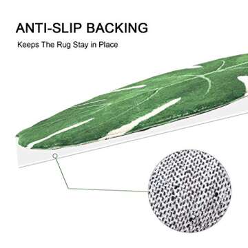 HAOCOO Leaves Velveteen Green Bath Mat Non-Slip 2'x3'