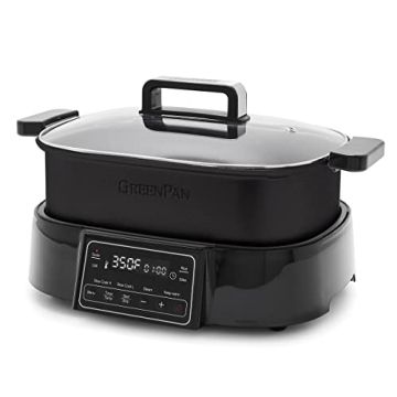 GreenPan 6.5QT Multi-Cooker Skillet Grill & Slow Cooker with 8-in-1 Presets for Healthy Cooking