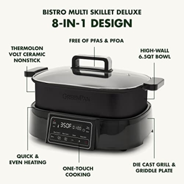 GreenPan 6.5QT Multi-Cooker: Versatile 8-in-1 Cooking Solution