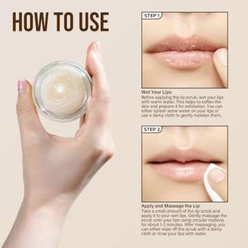 EJW Nourishing Lip Scrub - Infused with Coconut Oil, Olive Fruit Oil, and Jojoba Seed Oil, 1.05oz - Exfoliate, Hydrate, and Glow for Chapped Dry, Dark Lips