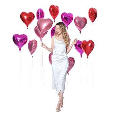 30 pcs Heart Balloons 18" Foil Love Balloons Mylar Balloons heart balloons for Valentines Day Propos...