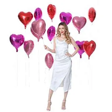 30 pcs Heart Balloons 18" Foil Love Balloons Mylar Balloons heart balloons for Valentines Day Propose Marriage Wedding Anniversary Backdrop Birthday Party Supplies (Hot Pink+Red+Pink)