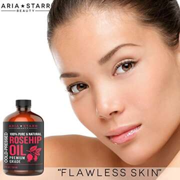 Aria Starr Rosehip Seed Oil Cold Pressed For Face, Skin, Acne Scars - 100% Pure Natural Moisturizer - 4 OZ