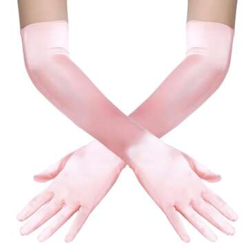 BABEYOND Long Opera Party 1920s Satin Tea Party Gloves Costume Stretchy Adult Size Elbow Length