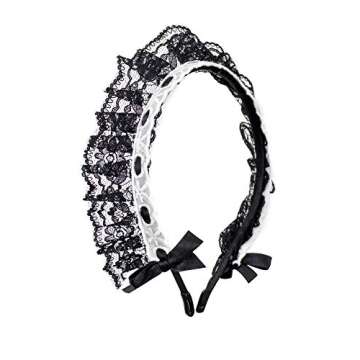 C-ZOFEK Women's French Maid Headband Ribbon Lace Kawaii Headwear Headpiece for Christmas Cosplay Costume