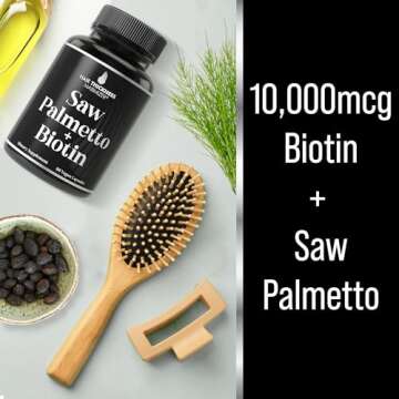 Saw Palmetto + Biotin Advanced 2-in-1 Combo for Hair Growth. Vegan Capsules Supplement with Natural Saw Palmetto Extract + 10000mcg Biotin. Hair Loss and Regrowth Pills for Men and Women. DHT Blocker