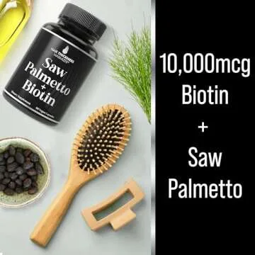 Saw Palmetto + Biotin Advanced 2-in-1 Combo for Hair Growth. Vegan Capsules Supplement with Natural Saw Palmetto Extract + 10000mcg Biotin. Hair Loss and Regrowth Pills for Men and Women. DHT Blocker