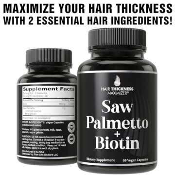 Saw Palmetto + Biotin Advanced 2-in-1 Combo for Hair Growth. Vegan Capsules Supplement with Natural Saw Palmetto Extract + 10000mcg Biotin. Hair Loss and Regrowth Pills for Men and Women. DHT Blocker