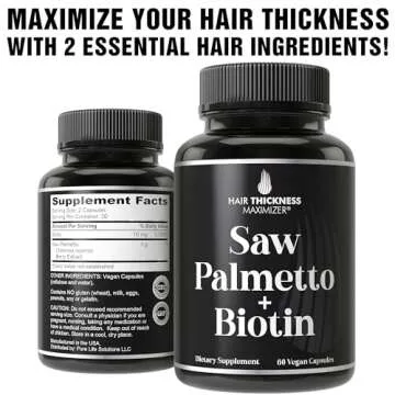 Saw Palmetto + Biotin Advanced 2-in-1 Combo for Hair Growth. Vegan Capsules Supplement with Natural Saw Palmetto Extract + 10000mcg Biotin. Hair Loss and Regrowth Pills for Men and Women. DHT Blocker