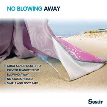 Sunlit Boho Sand Proof Beach Blanket with Corner Pockets