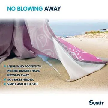 Sunlit Boho Sand Proof Beach Blanket with Corner Pockets