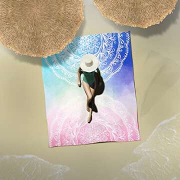 Sunlit Boho Sand Proof Beach Blanket with Corner Pockets