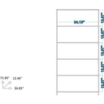Manhattan Comfort Contemporary and Wide Olinda 1.0 Classic Open Free Standing Bookcase with 5 Shelves, White