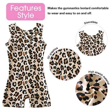 uideazone Leotards for Big Girls, Little Kid Gymnastics Ballet Dance Apparel Quick Dry Leopard Print...