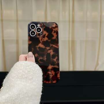 Tortoise Shell Retro Phone Case Compatible with iPhone 15 Pro Max 2023 Chic Amber Brown Leopard Stylish Classic Soft Slim Protective Cover for iPhone 15promax 6.7inch