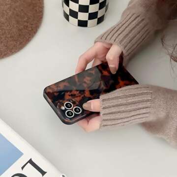 Tortoise Shell Retro Phone Case Compatible with iPhone 15 Pro Max 2023 Chic Amber Brown Leopard Stylish Classic Soft Slim Protective Cover for iPhone 15promax 6.7inch