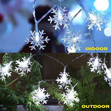 WesGen Christmas Lights，Snowflake String Lights Battery Operated Waterproof 20ft, 40 LED Fairy Lig...
