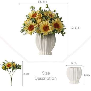 JARELING Artificial Sunflowers Flowers in Vase Fake Silk Flowers Arrangement with Vase Table Centerpieces for Home Decoration (Yellow)