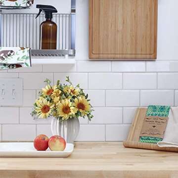 JARELING Artificial Sunflowers Flowers in Vase Fake Silk Flowers Arrangement with Vase Table Centerpieces for Home Decoration (Yellow)