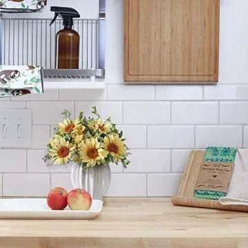 JARELING Artificial Sunflowers Flowers in Vase Fake Silk Flowers Arrangement with Vase Table Centerpieces for Home Decoration (Yellow)